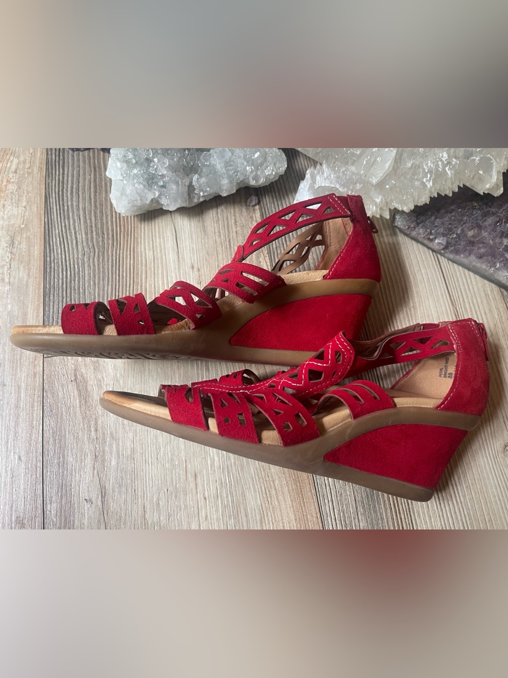 Earth Red Laser-Cut Strappy Heels - Picture 5 of 5